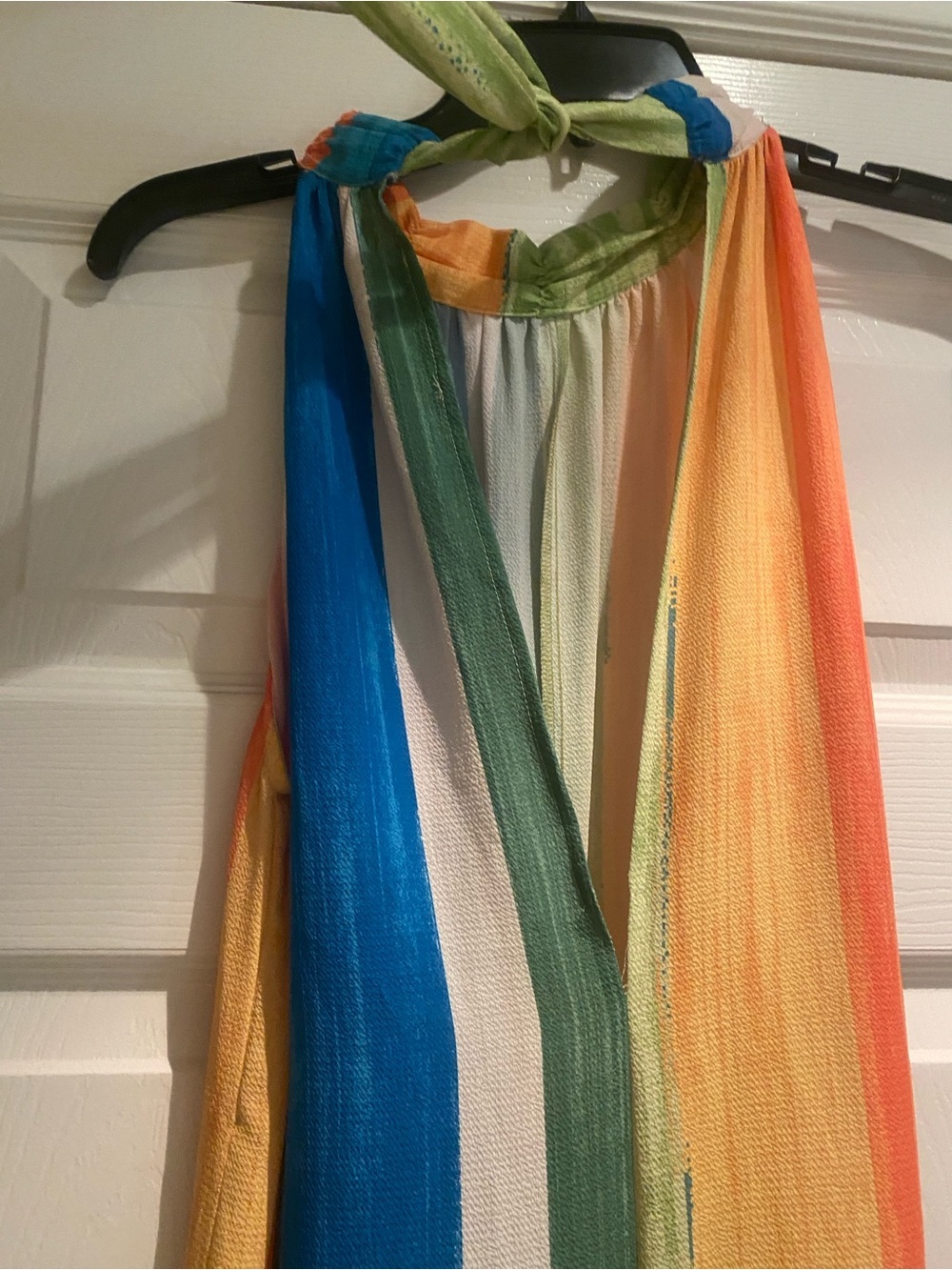 Women’s Rainbow Wide Leg Jumpsuit Peep Hole Back Vibrant Sleeveless size S - Picture 9 of 16